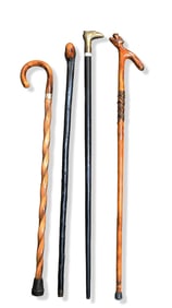 Four Assorted Vintage Walking Sticks