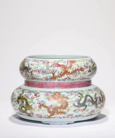 Famille Rose Dragon with Phoenix Porcelain Washer