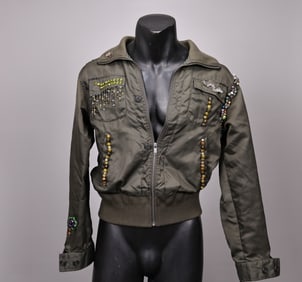 Replay Band Green Jeans Embellishment Mens Jacket Size S