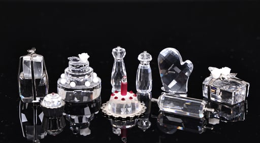 Swarovski Crystal 9 Pieces Cake, Gift Box, Salt&Papper Miniatures