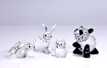 Swarovski Crystal Animal Figurine Rabbit, Bunny, Cat, Panda