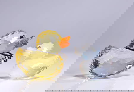 Swarovski Crystal Happy Duck Figurines Set Of 2: Swarovski Crystal Happy Duck Figurines Set Of 2 (5 x 4.5 x 3 cm, 4 x 3 x 3.5 cm)