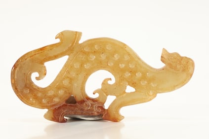 Jade Carved Dragon Shape Bi
