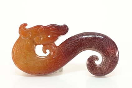 Jade Carved Dragon Shape Bi