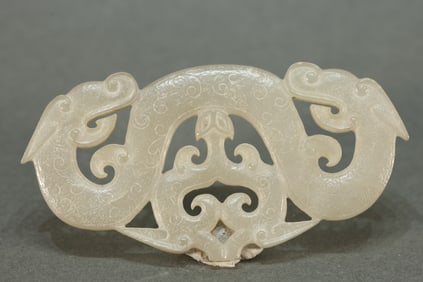Jade Carved Dragon Shape Bi