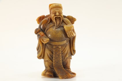 Shoushan Tianhuang Carved Gold of Wealth Ornament