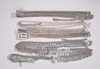 Collection Of Silver Metal Crystal Chain Timeless Belts