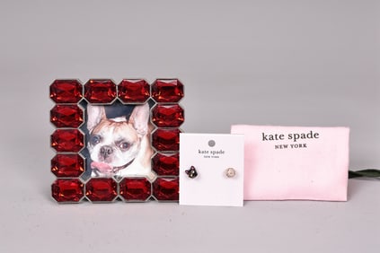 Kate Spade Cat Studs Earring With Papyrus Red Glasses Metal Frame