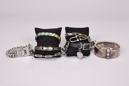 Stackable Chunky Silver Bracelets And Bangles