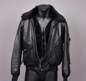 Kab Bu Leather Black Flight Jacket With Removable Vest