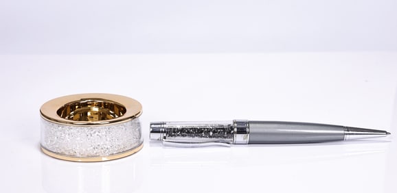 Swarovski Crystal Tea Light Crystalline And Dark Grey Ballpoint Pen