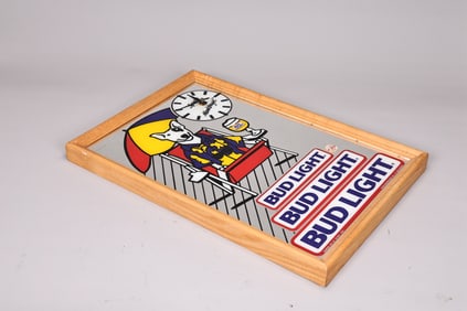 1986 Spuds Mackenzie Clock Mirror Bud Light Stamford Art Sign
