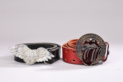 The Rolling Stone Handmade Italy 2006 Leather Belt And Crystal Wing Leather Belt