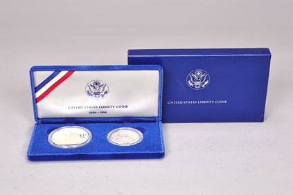 1986 US Mint Dollar Liberty Coins In Box