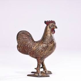 Vintage Cast Iron Rooster Still Bank A.C Williams