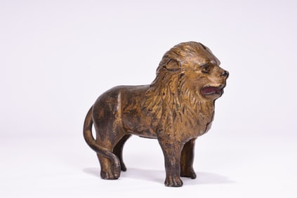 Vintage Cast Iron Lion Coin Bank Figure A.C William