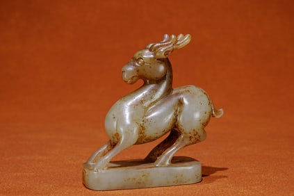 Jade Carved Deer Shape Ornament