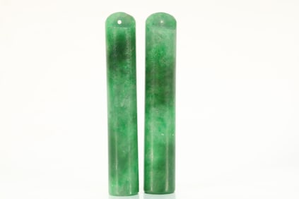 Pair of Jadeite Feather Tube