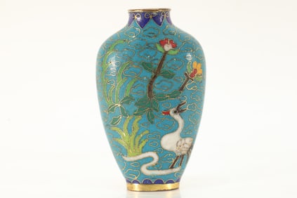 Bronze Cloisonne Carved Crane Pattern Snuff Bottle