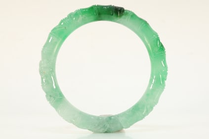 Jadeite Carved Bamboo Pattern Bangle