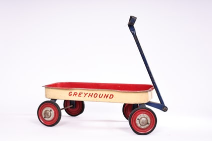 Vintage Hamilton Greyhound Red Wagon Pull