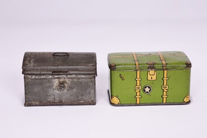 Vintage Art Deco Metal Tin Box Set Of 2