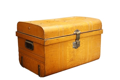 Vintage Orange Painted Steel Trunk Chest