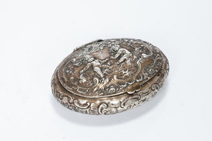 Sterling Silver Oval Cherubs Love Pill Box