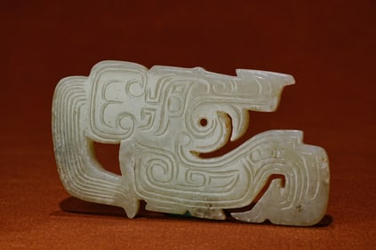 Jade Carved Beast Face Pattern Bi