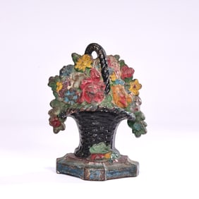 Vintage Hubley Cast Iron Paint Bouquet Door Stop