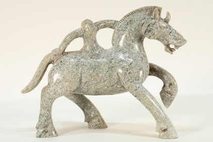 Jade Carved Character and Horse Shape Ornament
