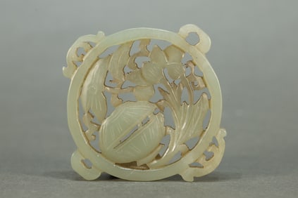 Jade Carved Flower Pattern Bi