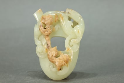 Jade Carved Chi Dragon Chicken Heart Shape Ornament