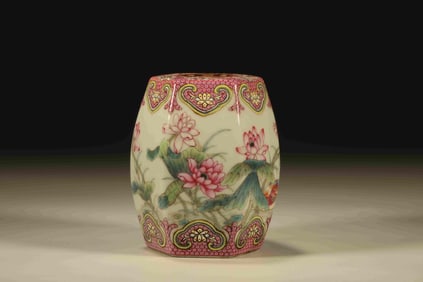 Famille Rose Flower and Bird Pattern Porcelain Stool
