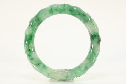 Jadeite Carved Bamboo Pattern Bangle