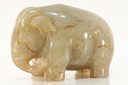 Jade Carved Elephant Shape Ornament