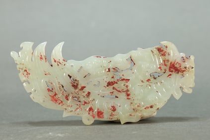 Jade Carved Cloud Pattern Phoenix Shape Bi