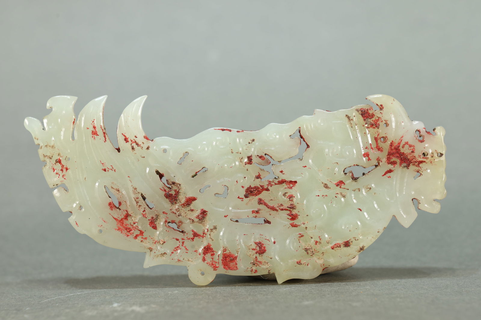 Jade Carved Cloud Pattern Phoenix Shape Bi (1 of 6)