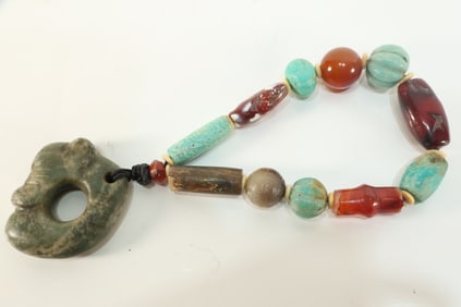 Hongshan Jade Carved Pig Dragon Necklace