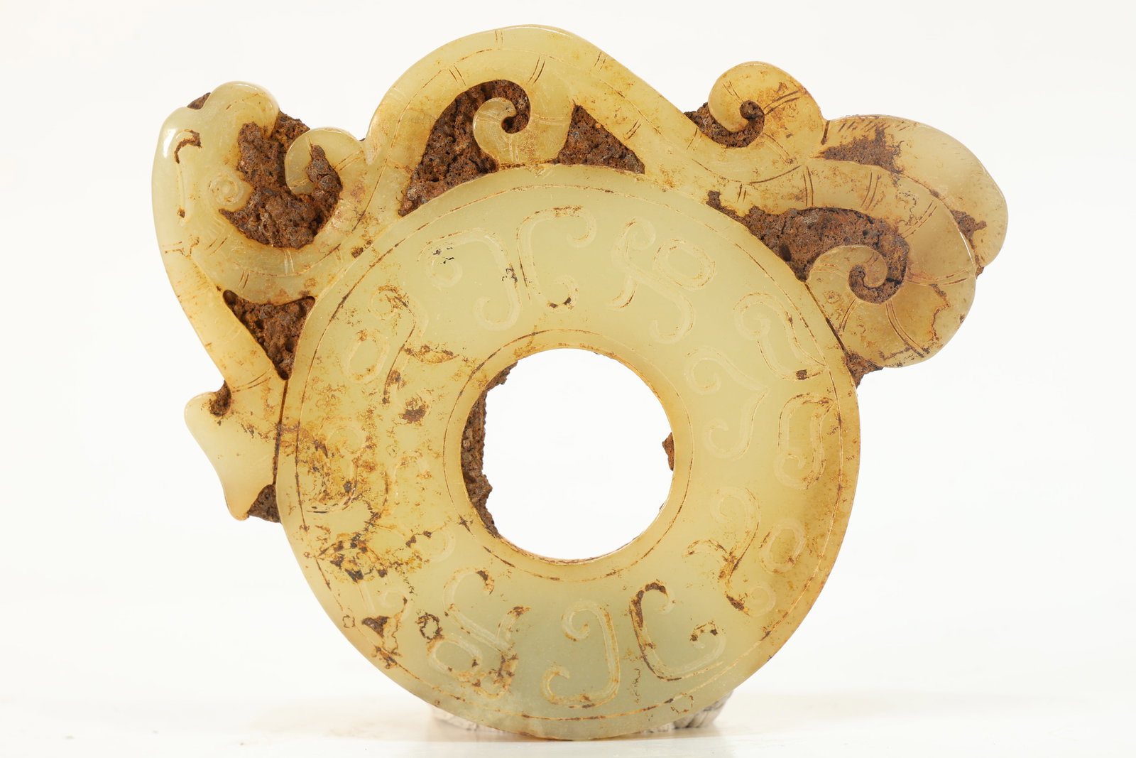 Jade Carved Dragon Shape Bi (1 of 4)