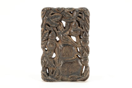 Agarwood Carved Gourd and Zhaijie Pattern Pendant