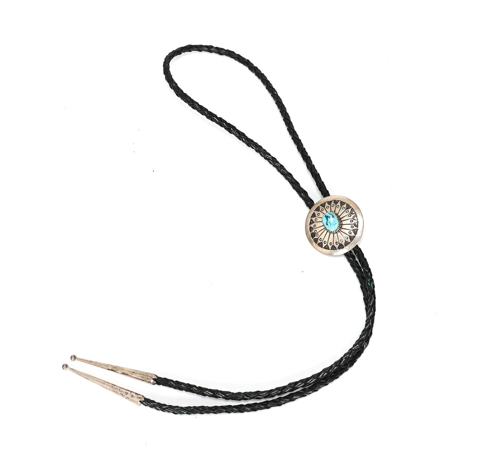 Native American Sterling Silver Turquoise Bolo Tie (1 of 5)