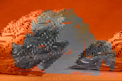 Jade Carved Cloud Pattern Dragon Shape Bi