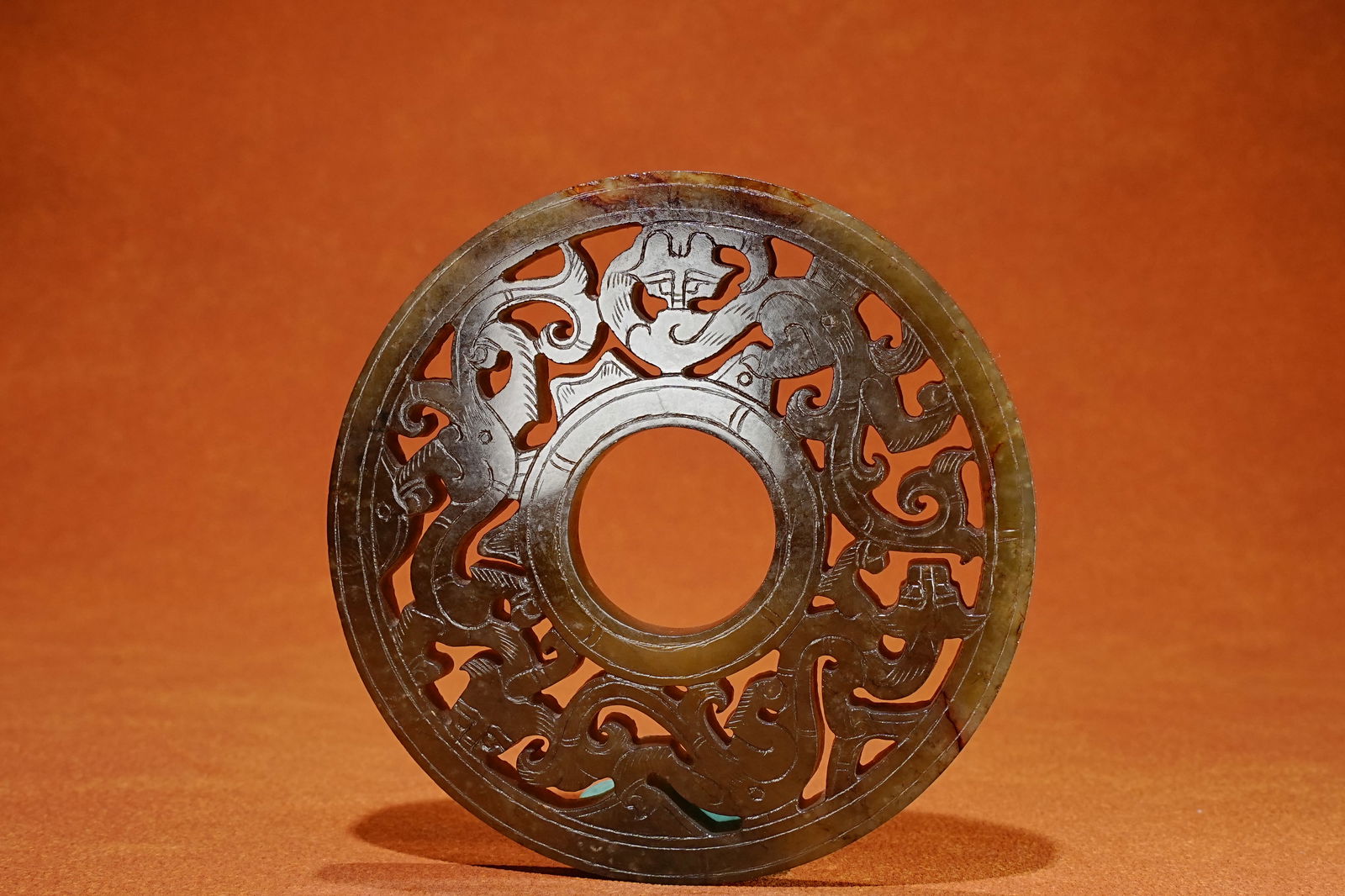 Jade Carved Chi Dragon Pattern Bi (1 of 9)