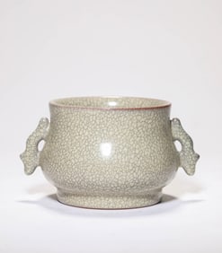 Ge Ware Porcelain Double Dragon Ears Incense Burner