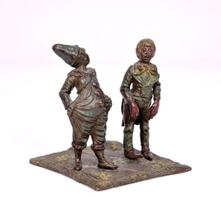 Vintage Vienna Bronze Two Clown Children On Blanket Figurine