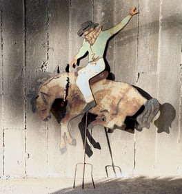 Cowboy Riding Wall Metal Art