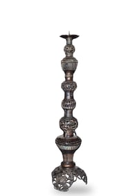 Japanese Bronze Temple Candle Stick