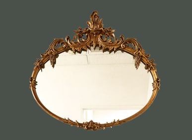 French Oval Mirror With Scrolling Acanthus Carved Leaves