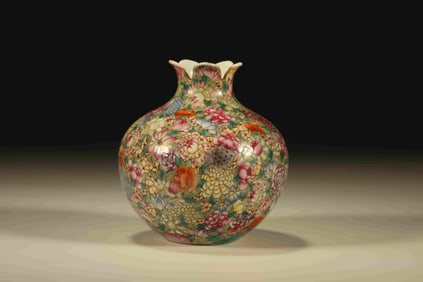 Famille Rose Flower Pattern Porcelain Zun